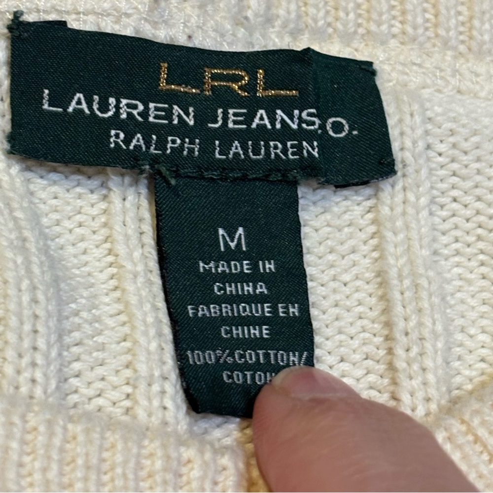 Lauren Ralph Lauren Jeans Co. Cotton Ribbed knit sweater Sz M Zip neckline - Picture 2 of 7